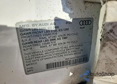 2021 Audi Q5 Premium z USA, uszkodzony, nr VIN WA1AAAFY8M2054672
